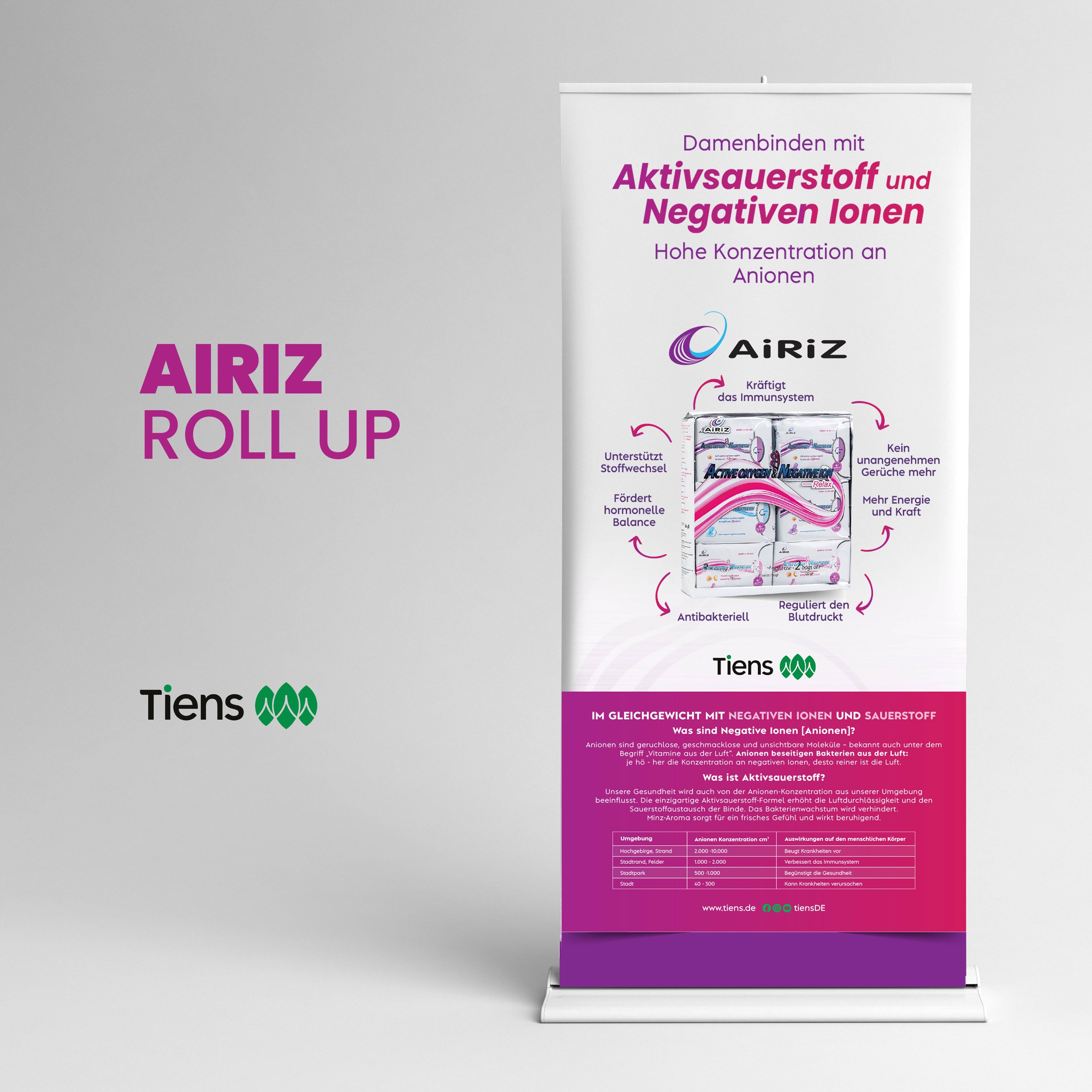 Airiz Damenbinden 2- Premium Roll-Up Bannerdisplay 100 cm x 200 cm, inklusive Druck und Versand - gewofit